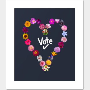 Vote Politics with Floral Heart Posters and Art